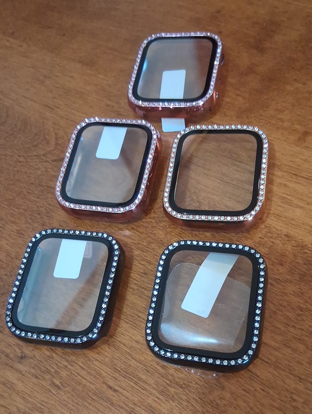 Luxury Rhinestone Protective Case Cover for Apple Smartwatch - Black & Rose Gold
